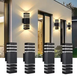โมเดิร์นตกแต่งกลางแจ้งโคมไฟติดผนัง E27 หลอดไฟกันน้ําโคมไฟติดผนังสแควร์ LED บ้านภายนอกโคมไฟตกแต่งถนน Facade โคมไฟ