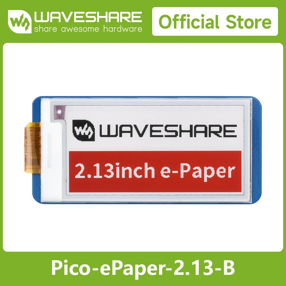 Waveshare 2.13inch E-Paper E-Ink Display Module (B) For Raspberry Pi Pico, 250x122 Pixels, Red / Black / White, SPI Interface