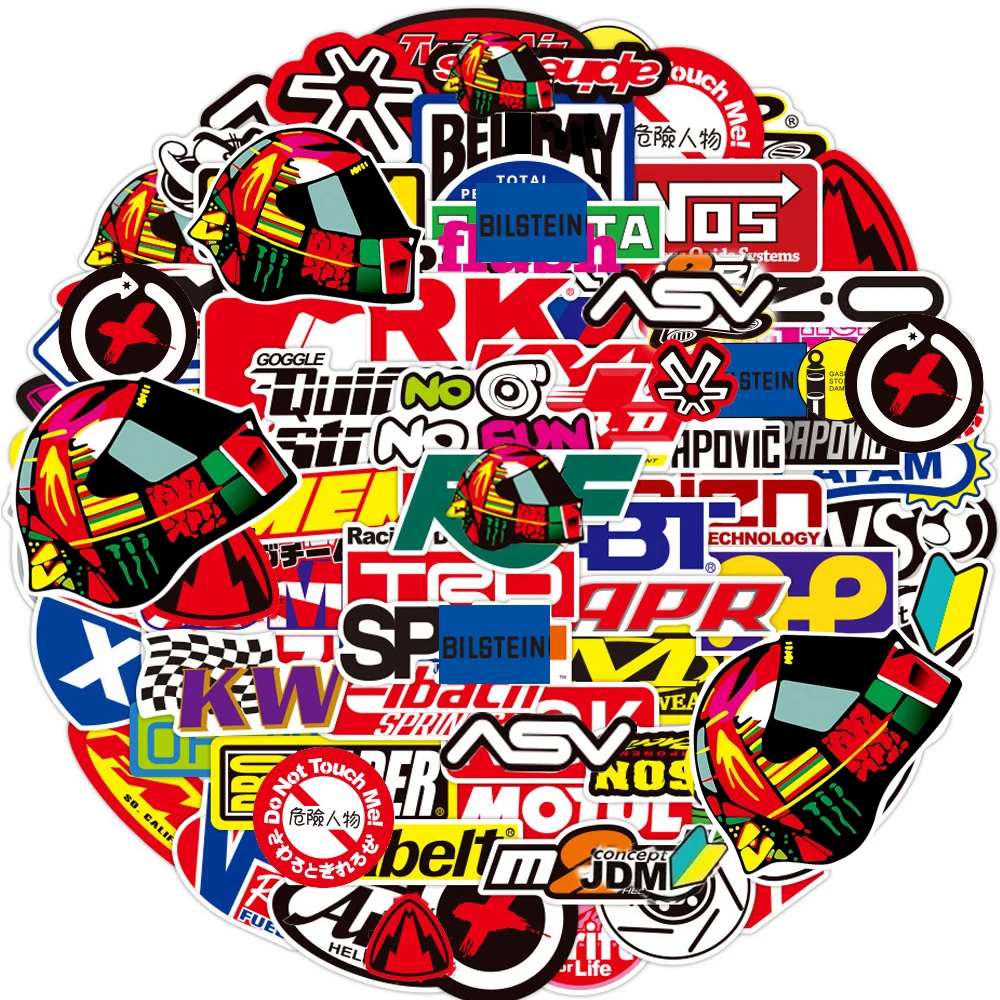 10/50/100/200 قطعة سيارة سباق باردة JDM الكتابة على الجدران ملصقات مقاوم للماء Skateboard بها بنفسك لوح التزلج خوذة الهاتف دراجة نارية الكرتون مائي اللعب #2