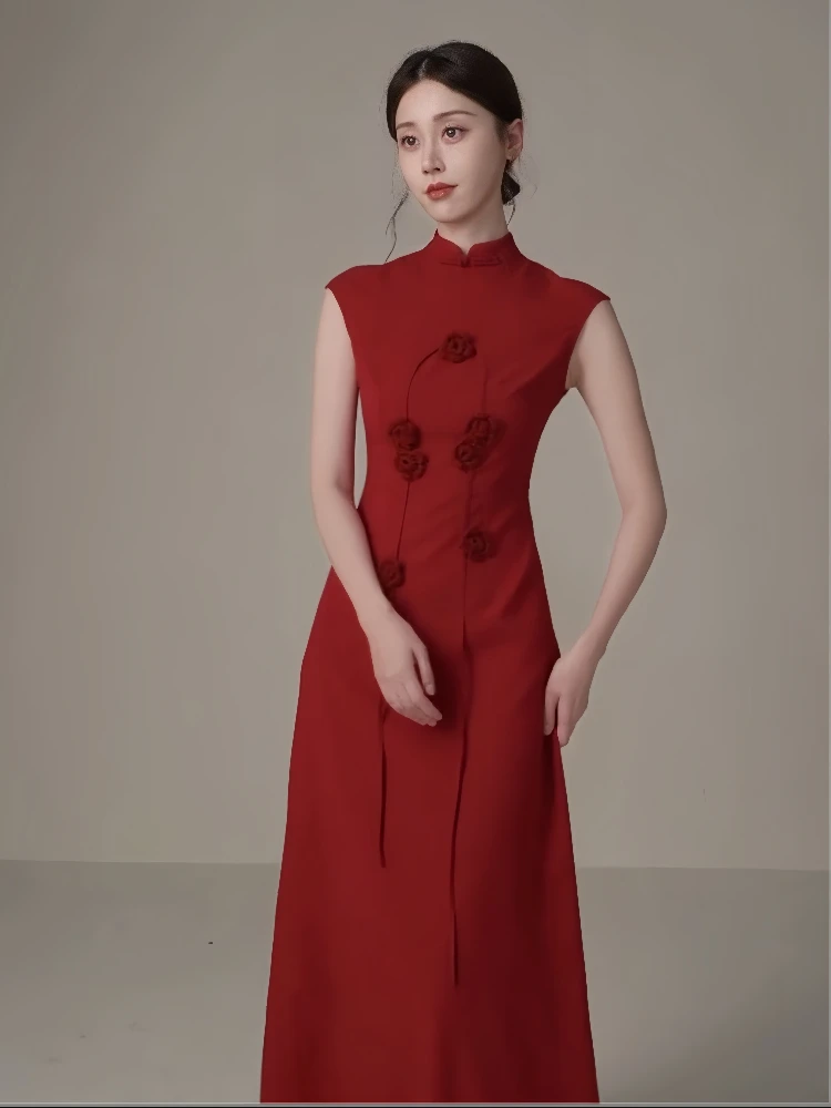 

Red Wedding Dress New Chinese Style Engagement Party Gown Elegant Sensation Return Home Ceremony Qipao Vintage A-Li...