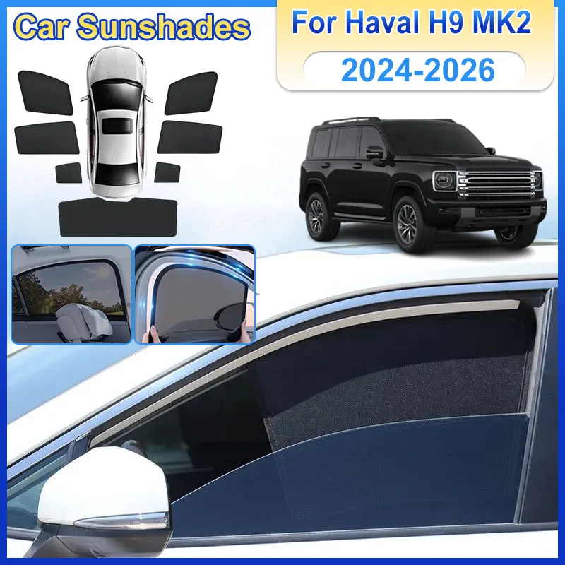 Car Magnetic Sunshades For Haval H9 2th 2025 Body Kit Accessories 2024-2026 Window Covers Mesh Visors Sun Shield Car Accessories