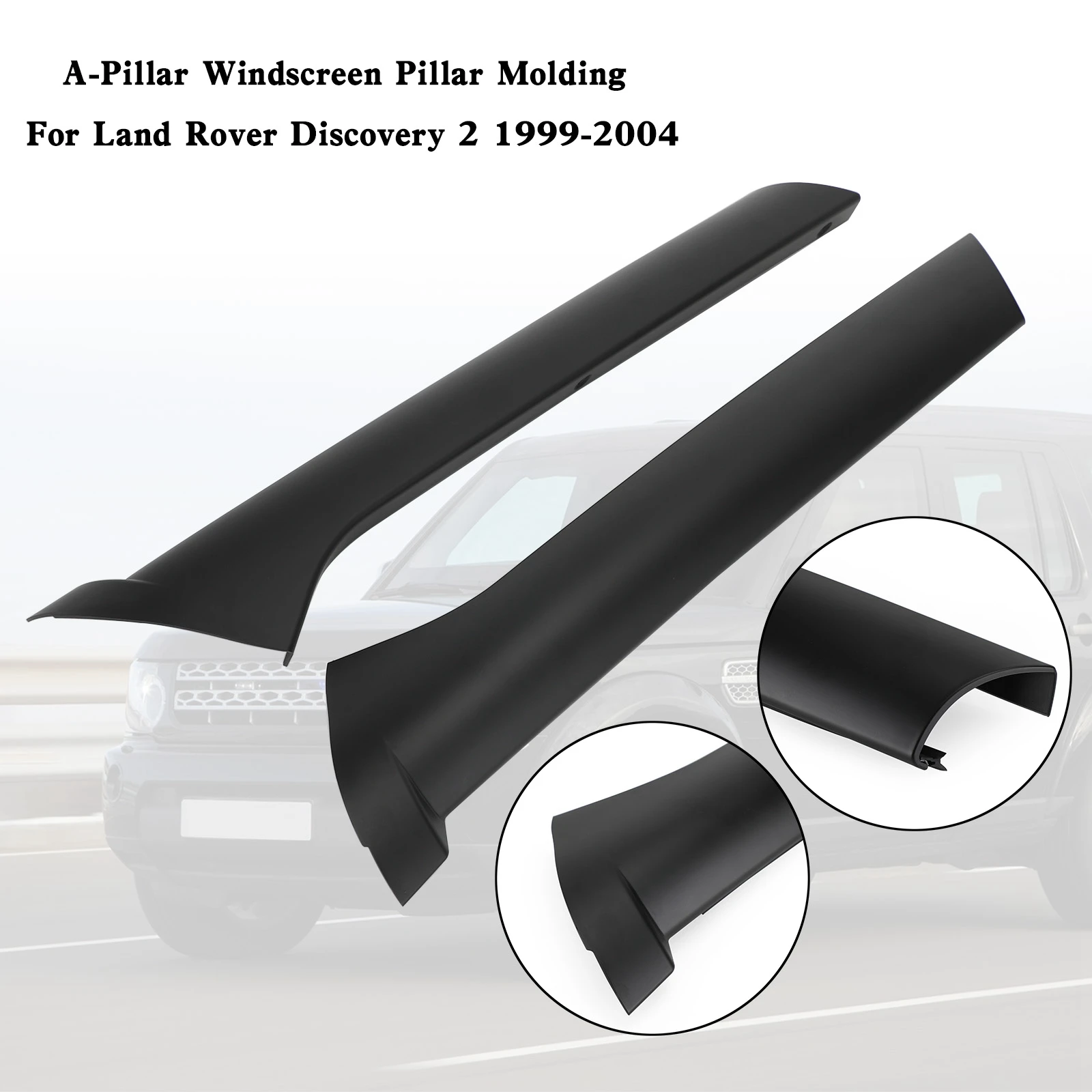 Artudatech Pair Windscreen Pillar Moldings+Rivets For Land Rover Discovery 2 1999-2004