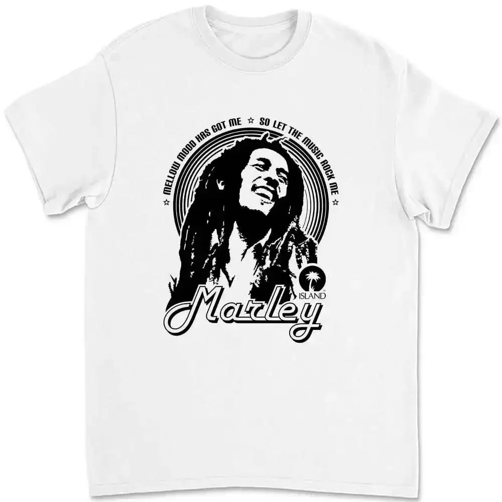 Bob Marley Reggae Let The Music Rock Me Álbum de CD Camiseta de carbón WP8V