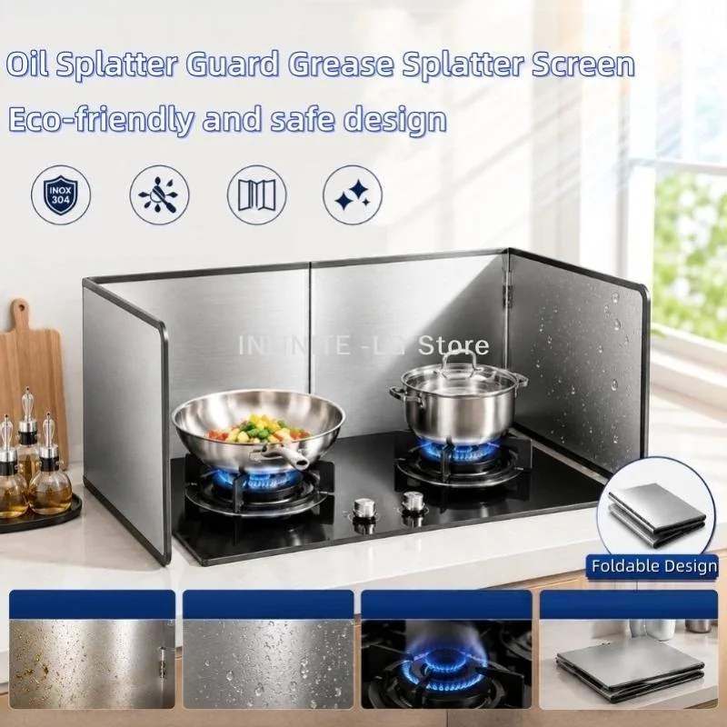 Galvanized Grease Water Splash Guard With Premium Rubber Edges Heat Insulation Anti-Stain Wall Panel Kitchen Splatter Guard