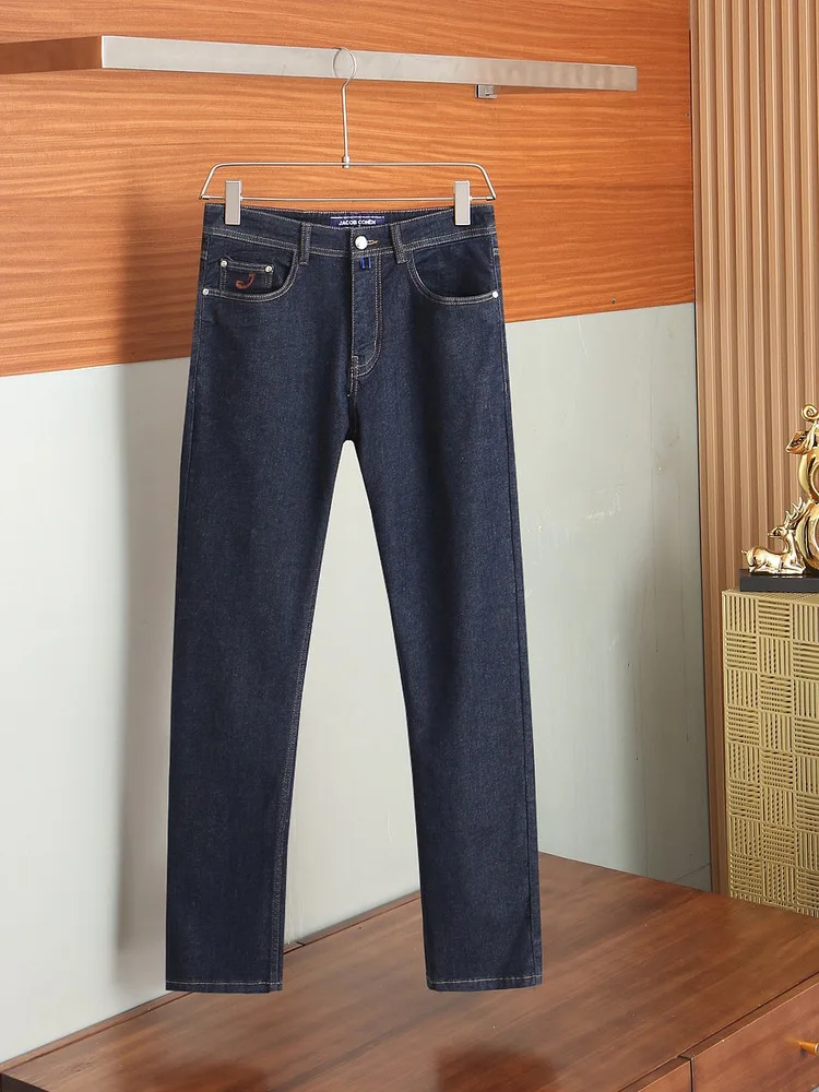 

Мужские повседневные джинсы из денима, прямого кроя, эластичные, легкие, класса люкс, новая модная модель, со средней посадкой, на молнии, на все сезоны