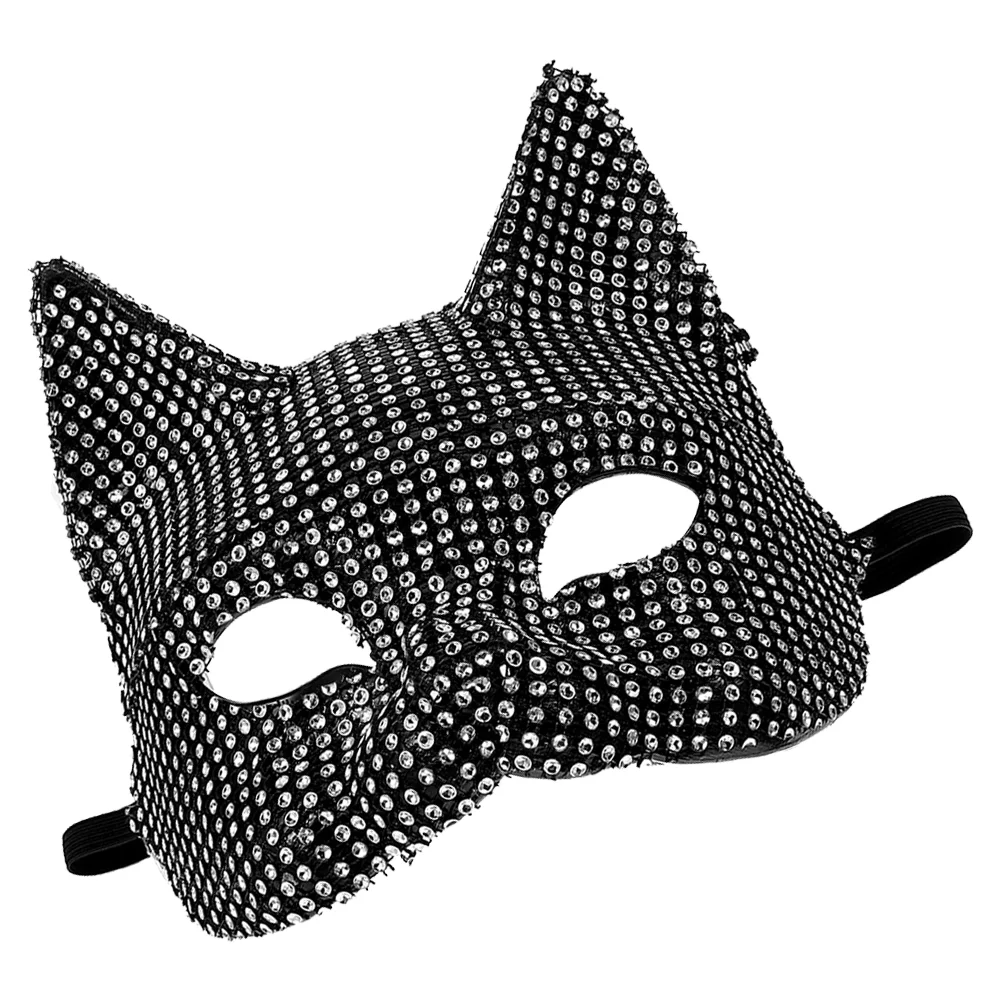 Rhinestone Cat Mask Masquerade Party Prop Decorative Halloween Costume Accessories Women Mask for Festival Cosplay Props