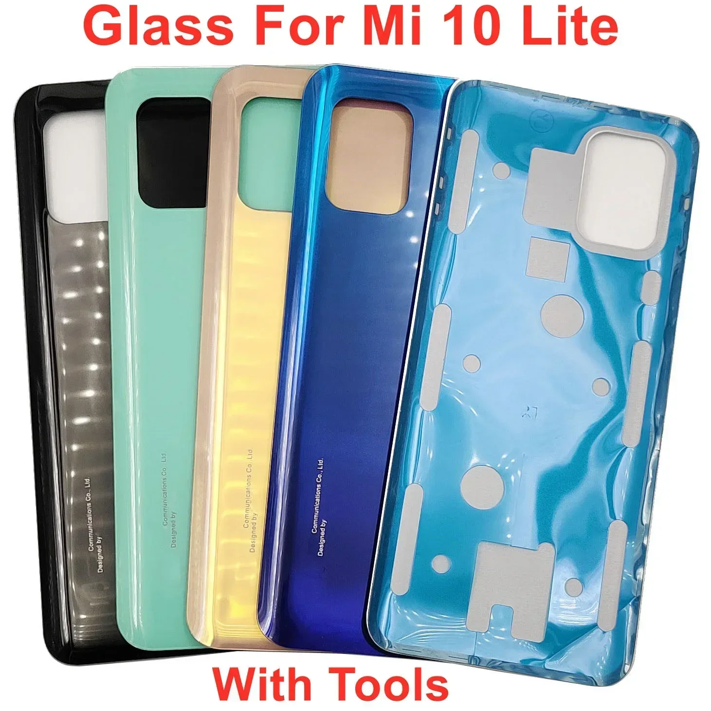 A+++ Glass Back Lid Door For Xiaomi Mi 10 Lite 5G Hard Battery Cover Rear Housing Panel Case Shell With Adhesive Glue Sticker