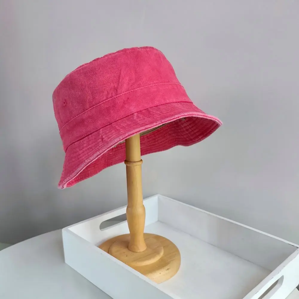 Cotton Bucket Hat For Large Head Women Sun Protection Foldable Wide Brim Casual Style Outdoor Travel Sun Cap