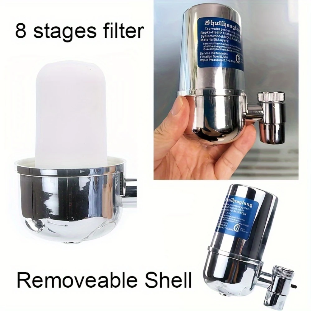 Waternoble - Faucet Water Purifier 8-Layer Cartridge System Reduces Lead Fluoride Chlorine for Hard Water in Kitchen Bathroom