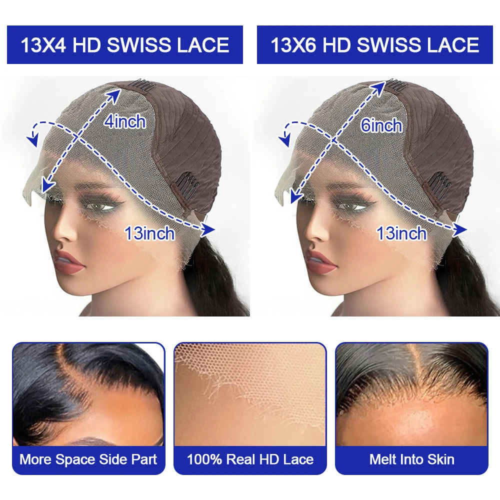 250% Deep Wave 13x6 HD Lace Frontal Wig Short Bob Wigs Glueless Human Hair Water Wave Curly Transparent Lace Front Wig For Women image 6