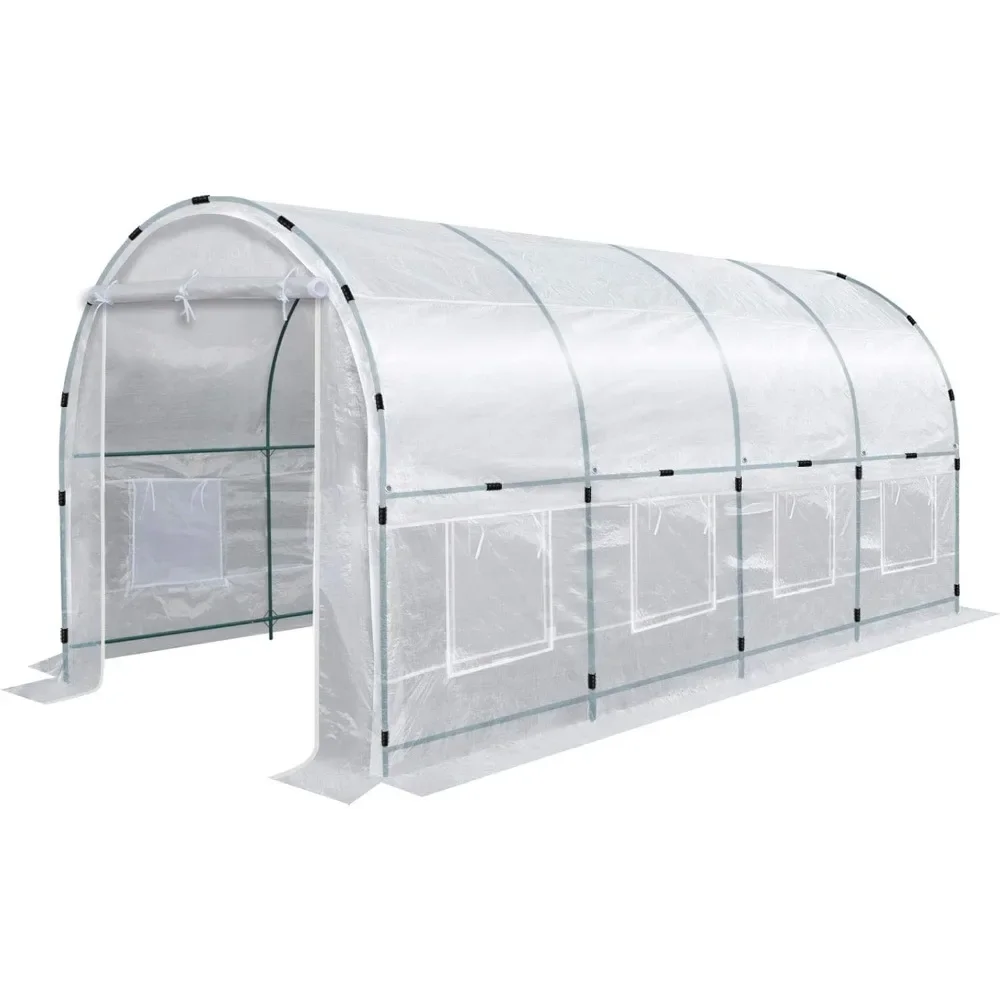 Large Walk-in Plants Greenhouse Portable Garden Green House Hot House w/Combined Cover-White (16'x7'x7.2')