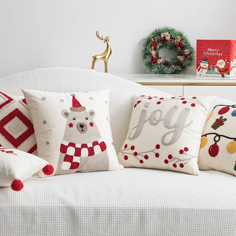 Embroidered pillows Christmas party pillows living room sofas bedside pillowcases Without Core