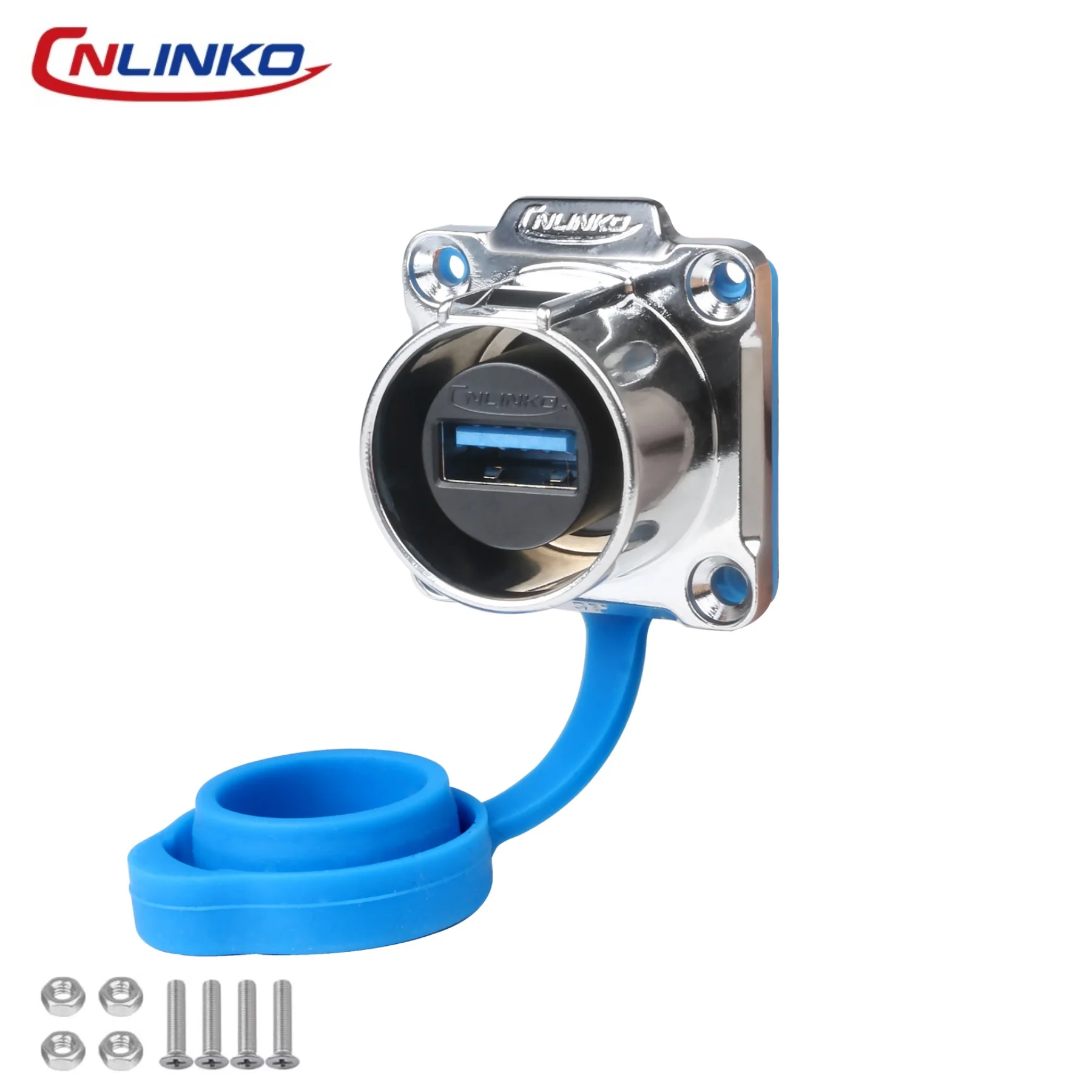 CNLINKO M24 USB 3.0 Panel Mount Socket IP68 Waterproof 5Gbps Female Metal Connector for Industrial Automation & Outdoor Use