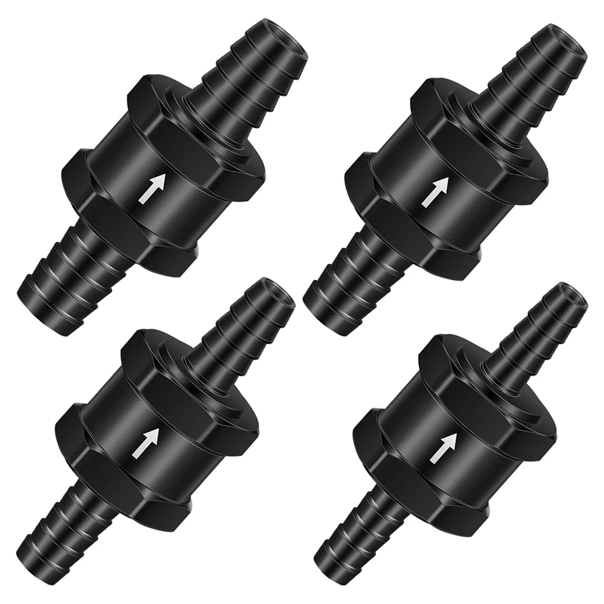 

1/4 Inch 5/16 Inch 3/8 Inch 1/2 Inch Fuel Non-Return Inline One-Way Check Valve Suitable For Gasoline (4 Pieces Black)