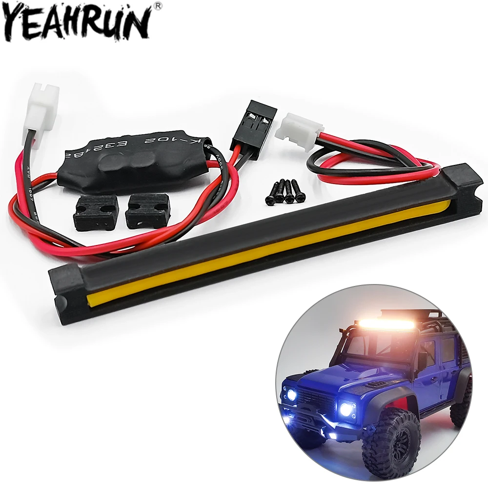 YEAHRUN RC reflektory dachowe samochodu tylne światła LED reflektor barowy dla 1/18 RC Micro Crawler TRX4M Defender części