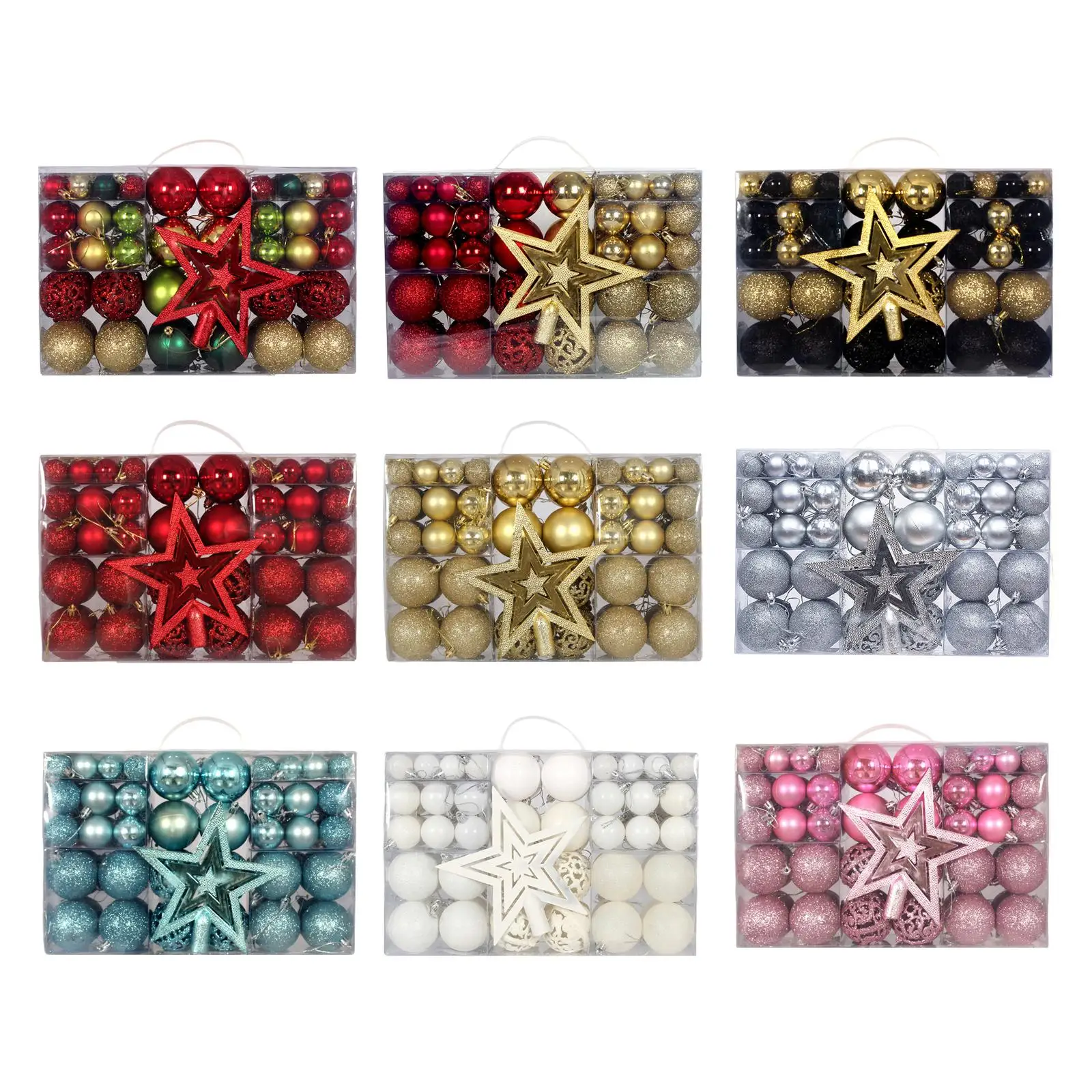 

101Pcs Christmas Ball Ornaments DIY Decorative Durable Tree Top Star Hanging Balls for Cafe Engagement Halloween Home Birthdays