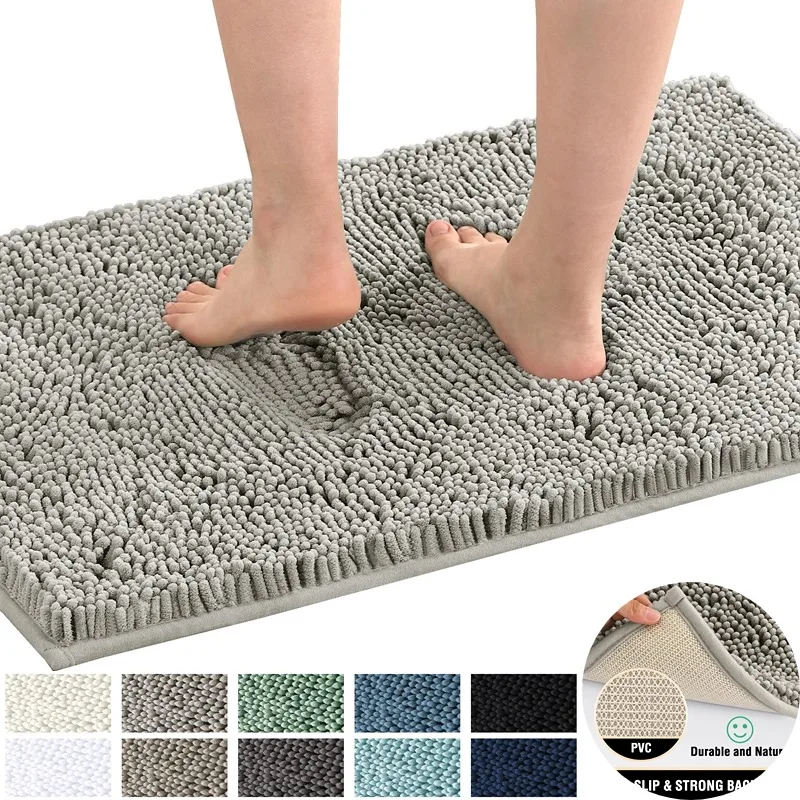 

1PC Soft Absorbent Floor Mat Anti-slip Bathroom Mats Tufted Bathroom Rug Thick Floor Mat Bedroom Door Carpet Home Decoration