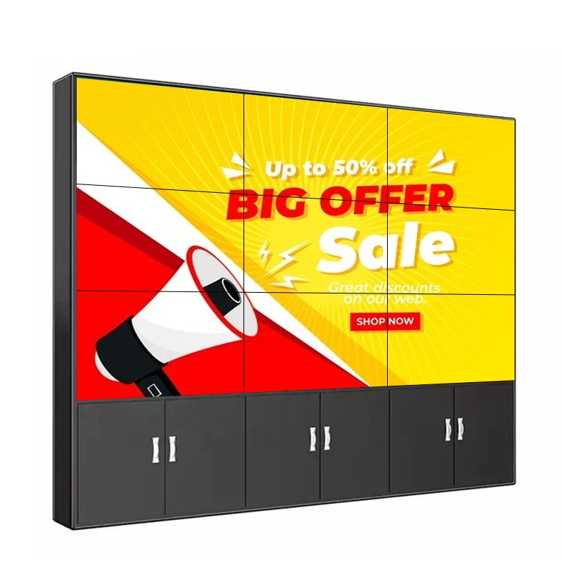 3x3 55 Inch LCD Video Wall Display with Floor Standing and Wall Mounted Bracket view 3