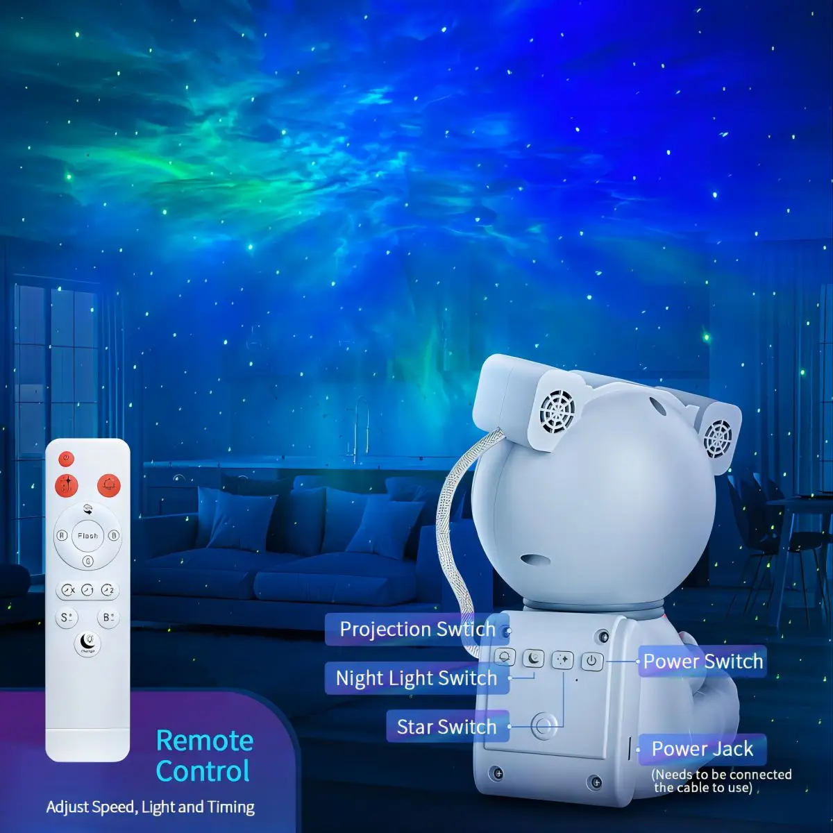 Upgraded Astronaut with Moon Light Projector Galaxy for Bedroom Star Lamp LED Nebula Night Light for Kids Decoration Party Gift