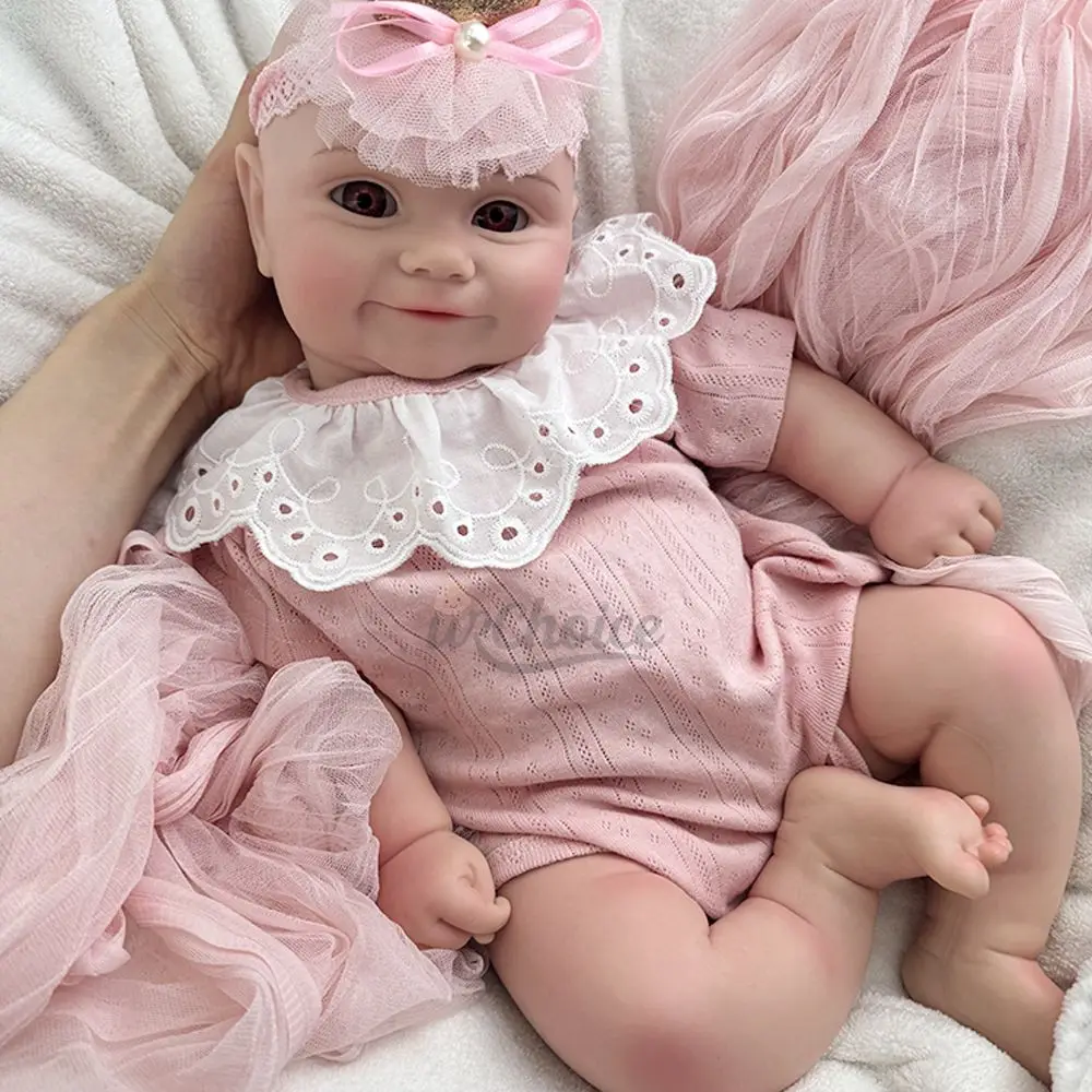 

20" Chubby Full Solid Soft Silicone Reborn Baby Girl Maddie Lifelike Details Newborn Doll Exquisite Texture For Kids Toy