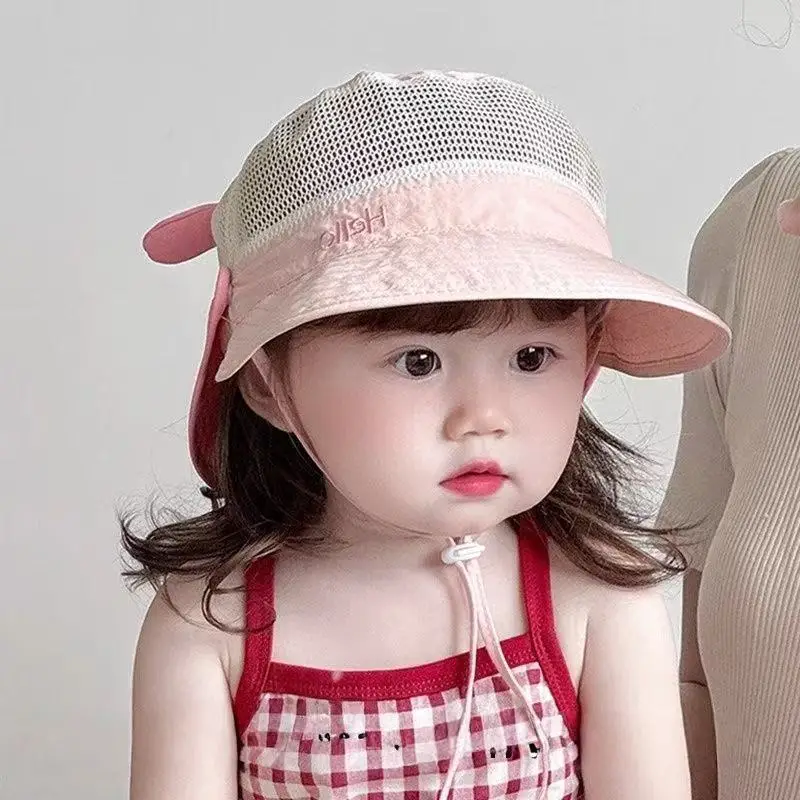 

Kids Sun Hat Wide Brim Cute Cartoon Lightweight Quick-Dry Bucket Hat Boys Girls Summer Breathable Adjustable Strap Cute Outdoor