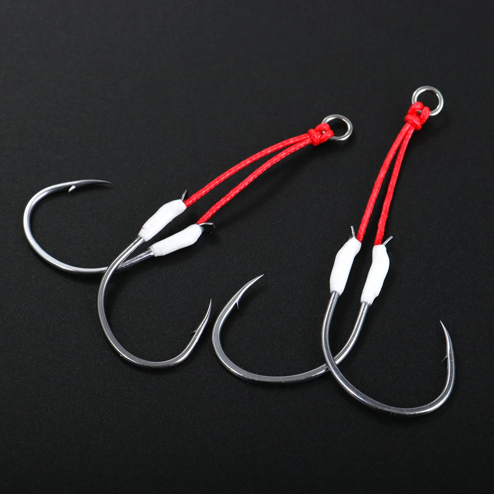 JIGGING PRO 2 Paar Twin Assist Metall-Jighaken 1/0 2/0 3/0 4/0 Meeres-Jighaken BKK Widerhaken Angelhaken Angelzubehör – Detail 6