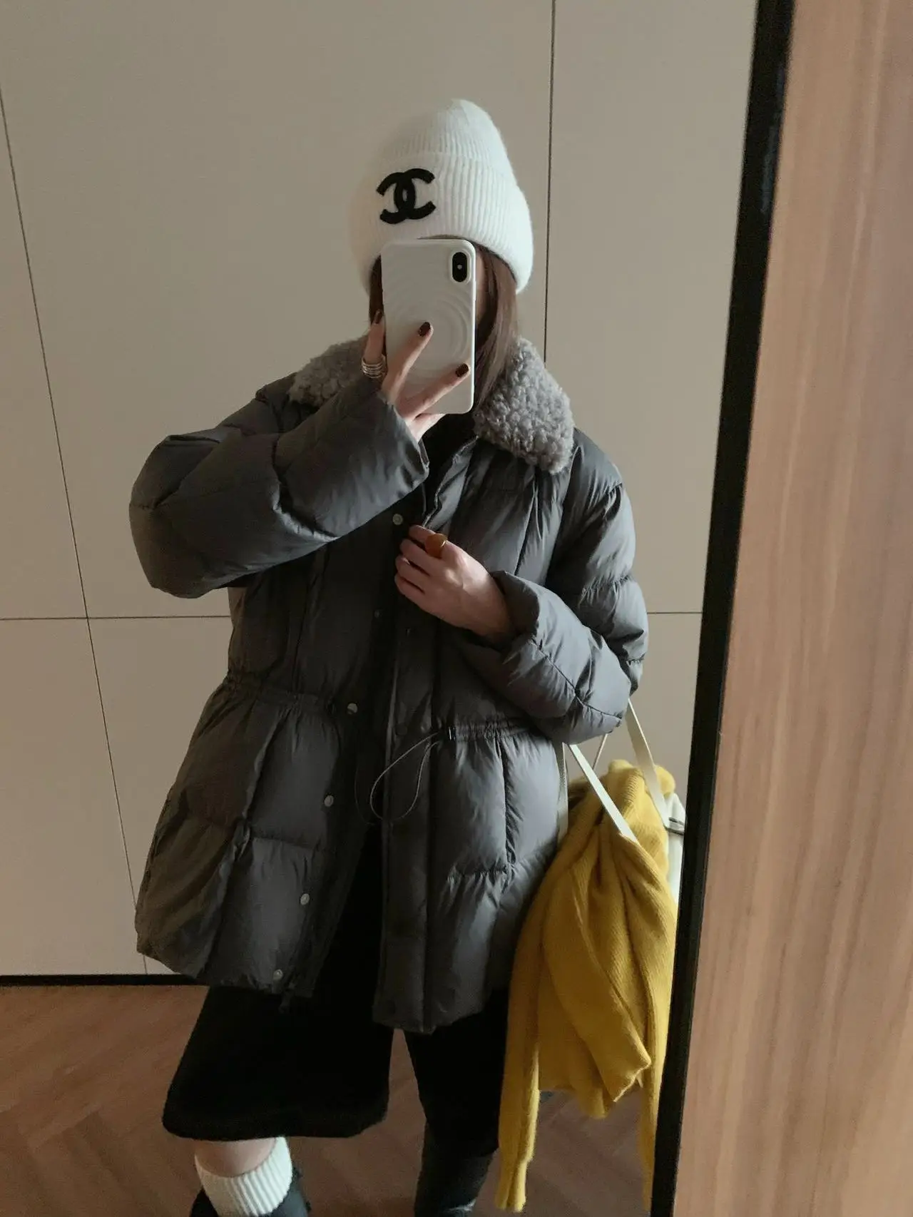 

Korean Sle Women's down Jaet Slim Fit Stand Collar Waist Cinched Autumn Winter 90 Du down Faionable Versatile T4552