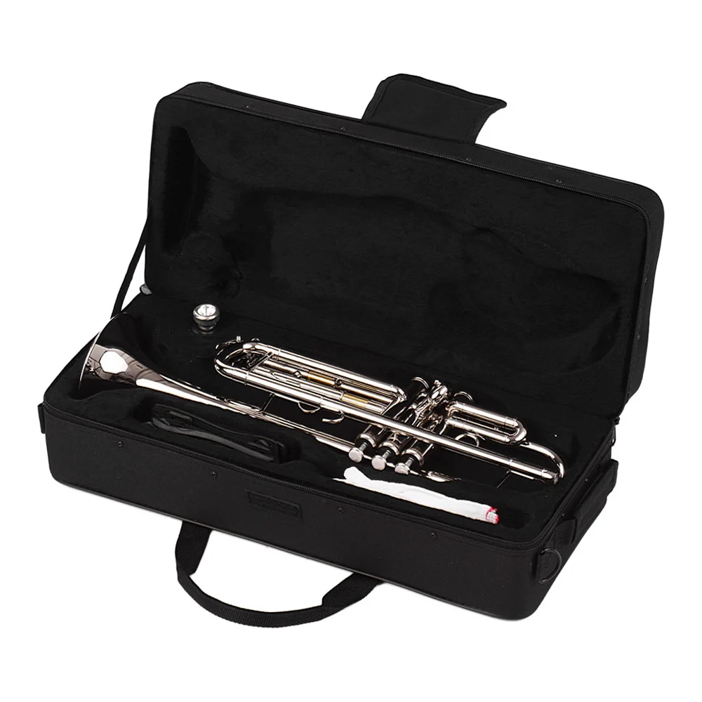 trumpet B flat Standard Bb Trumpet Brass Material Nickle Plated Wind Instrument with Mouthpiece Carry Bag Gloves Cleaning Cloth