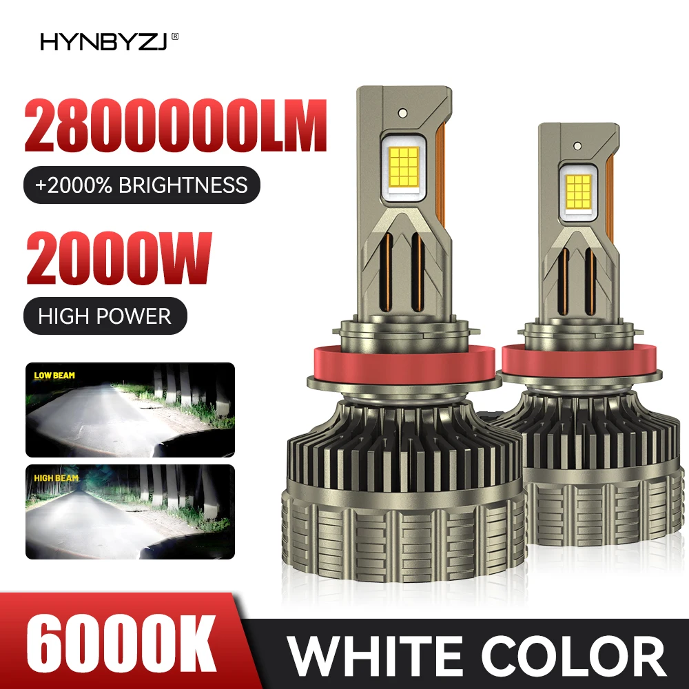 

HYNBYZJ H7 Led Headlight 2000W 2800000LM H4 Led Lights for Car H1 H3 H8 H11 H13 HB3 HB4 9005 9006 9012 9007 12V 24V