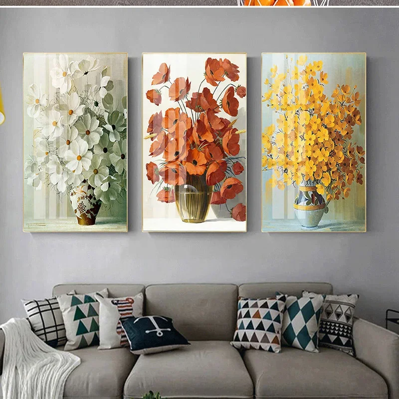 Classic Retro Wall Art Multi Colourful Flowers HD Canvas Boot Poster Home Living Room Bedroom Kitchen Dining Room Decoration