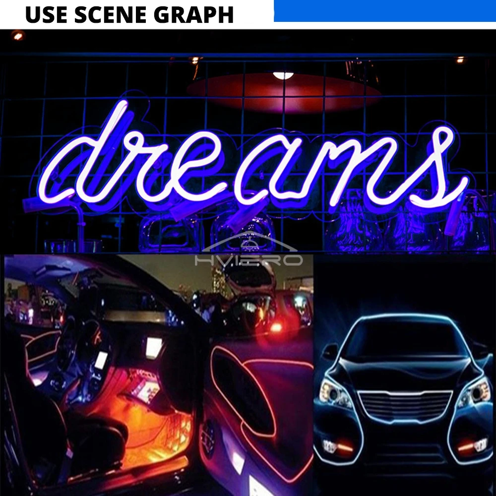 2M Uniwersalne samochody Oświetlenie wewnętrzne Taśmy LED Dekoracje Girlanda Liny stalowe Linia rurowa Elastyczne lampy neonowe Napęd USB