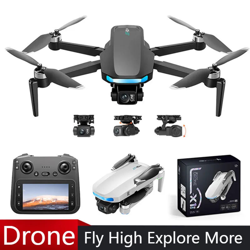 2025 New S-X1 Drone 4K Aerial Brushless Drones with Screen 3-Axis Anti-shake Gimbal  RC Quadcopter 5G GPS Cameras EIS Mini Dron
