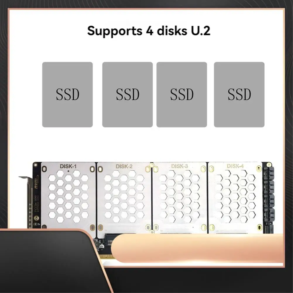 

PH46-4 4-дисковый SFF8639 U.2 NVME и SATA 2,5-дюймовый жесткий диск с разделенной картой PCIE4.0 Карта адаптера жесткого диска PCIE4.0 X16