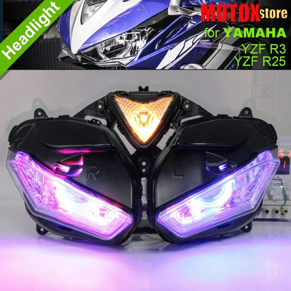 

fit for YAMAHA YZF R3 R25 2013 - 2017 Headlight Angel Eyes HID Headlight Assembly YZFR3 YZFR25 Headlamp 2014 2015 2016 YZF R-25