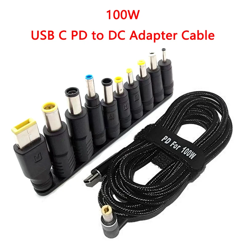 

100W Type C Dc Power Adapter Jack Connector USB Type C to Universal Fast Charging Cable Cord for Lenovo Asus Hp Acer Laptop