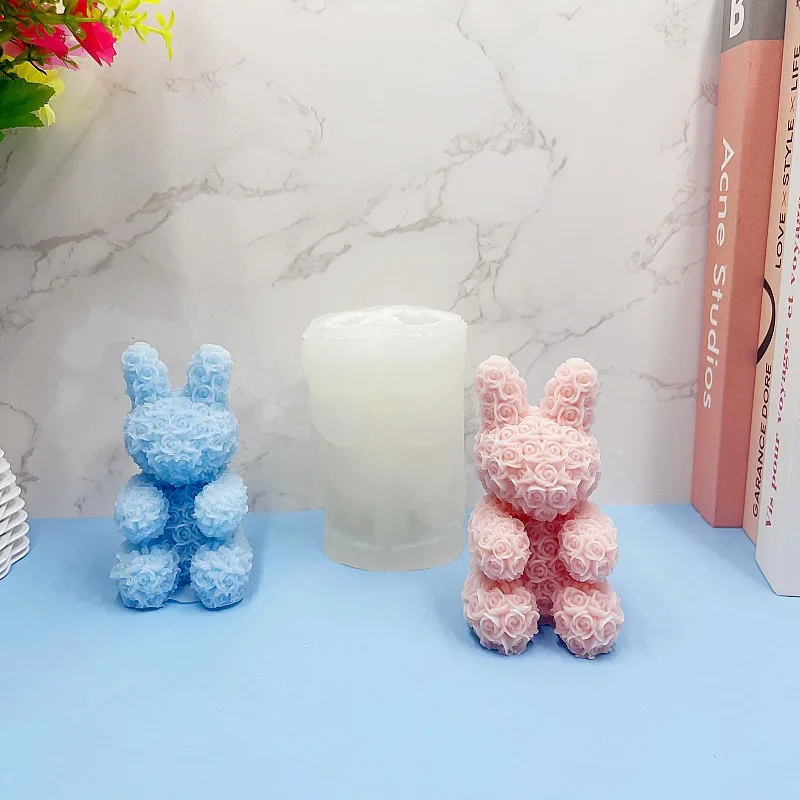 Rose Rabbit Valentine's Day Easter diy Tanxi Handmade Aromatherapy Candle Silicone Mold Birthday Gift Decoration