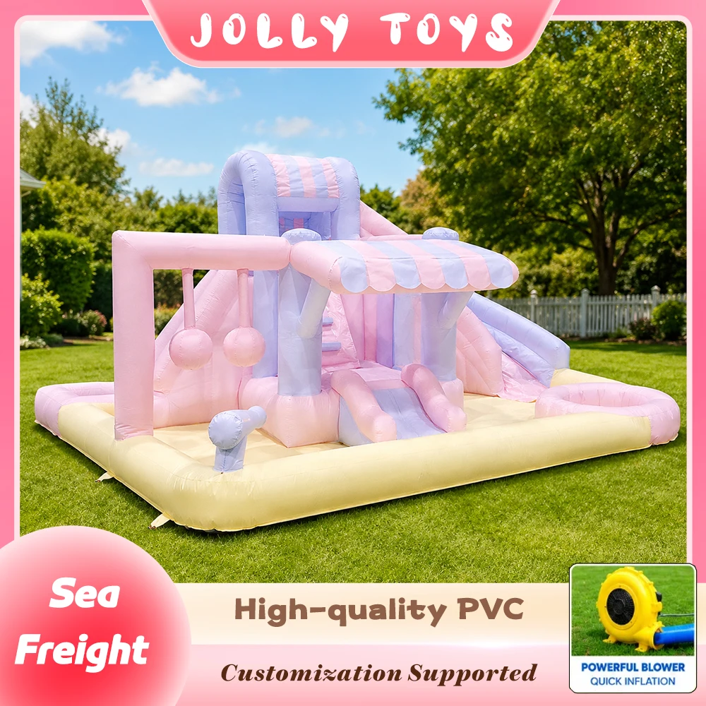 Kids Outdoor Inflatable Water Slide - Opblaasbaar waterglijbaan kasteel roze prinses bruiloft
