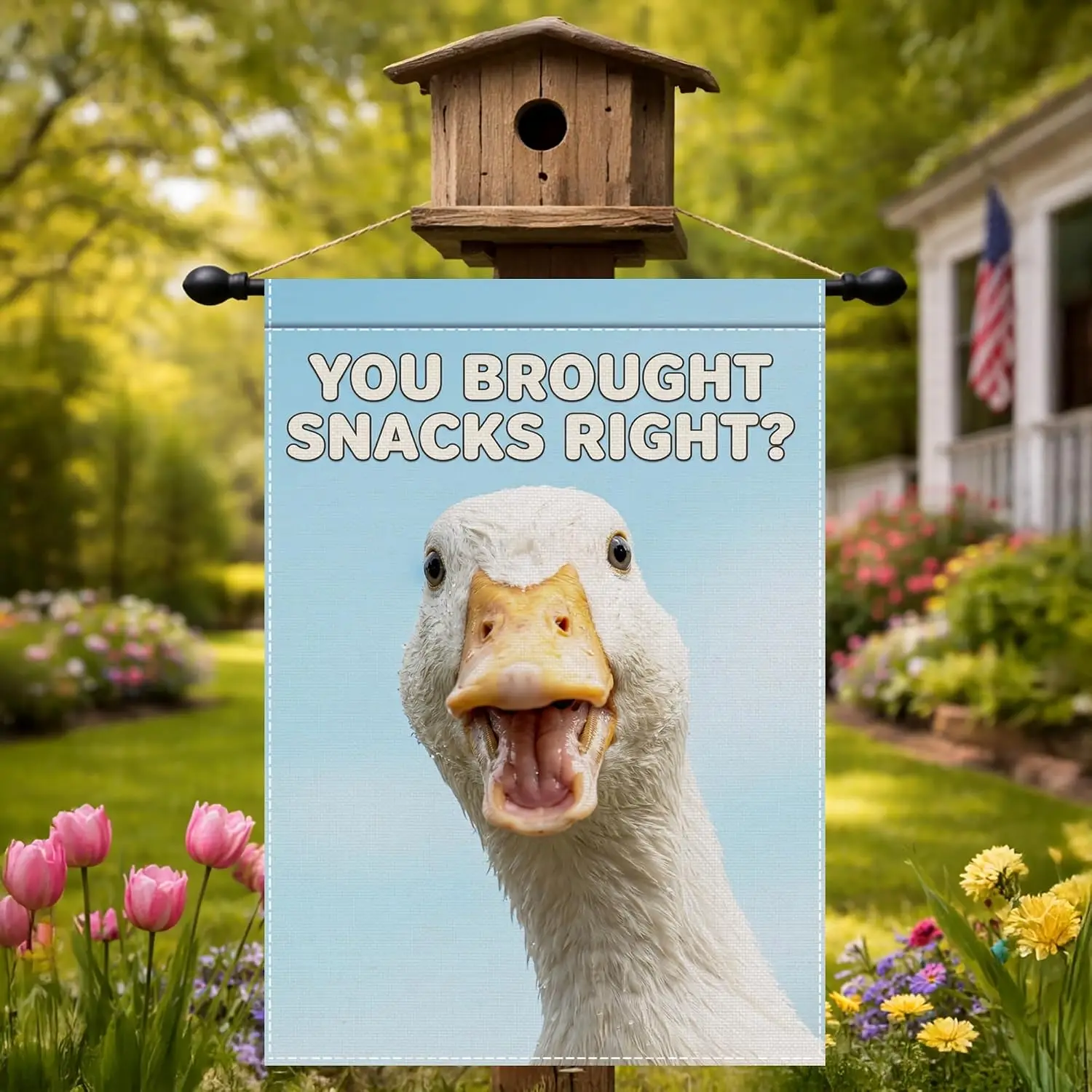 Funny Silly Goose Garden Flag 12 x 18 Inch for Yard Porch Outdoor Decor | Double sided polyester, humorous meme for patio, w uui