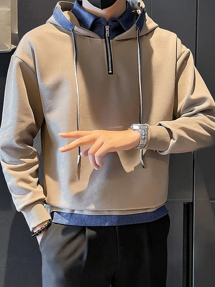 

Мужская толстовка цвета хаки с эффектом двухслойности, на молнии, утепленная, с длинными рукавами, для весенне-осеннего сезона