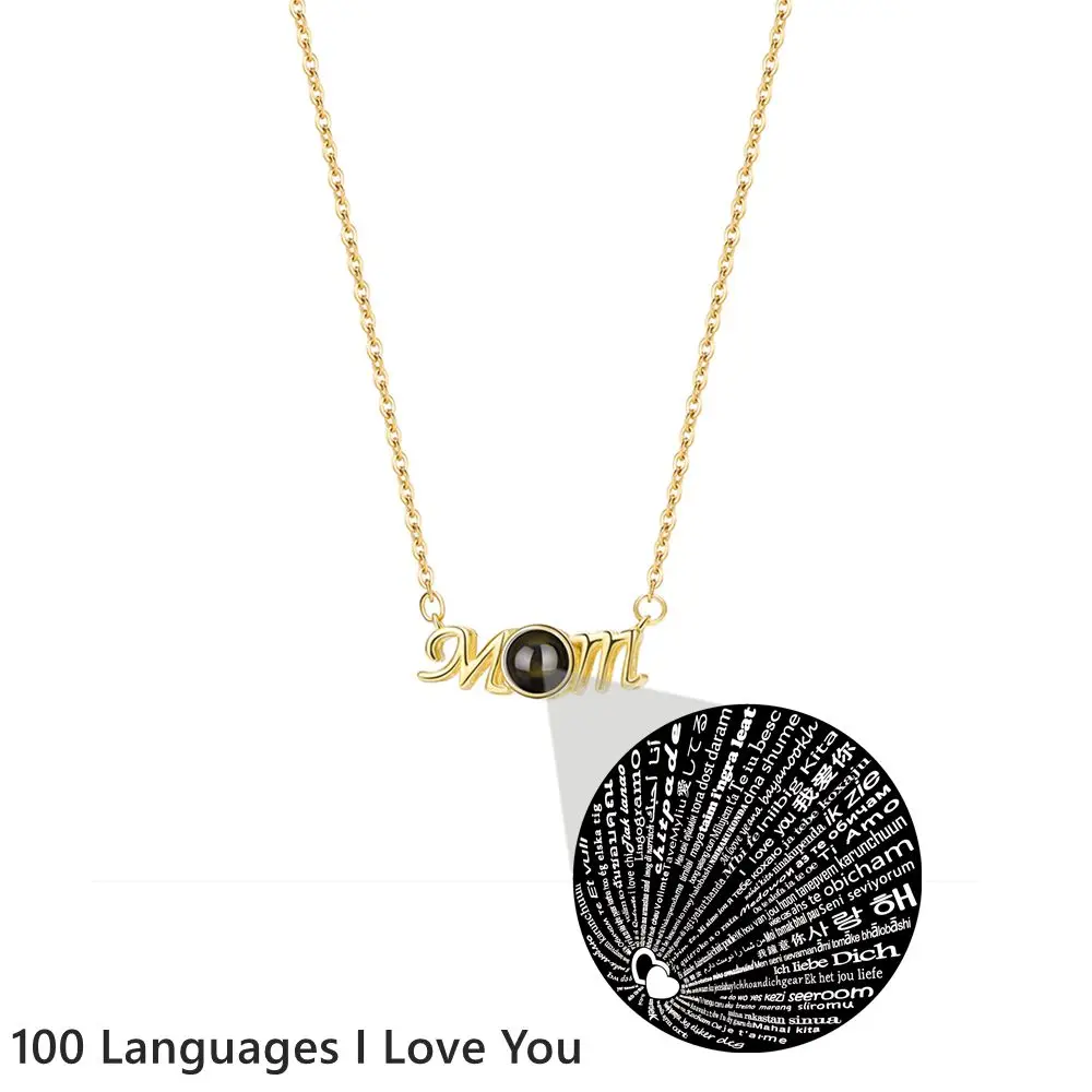 Projection Photo Necklace Personalized Custom Photo Necklace for Women Mom Heart Pendant Mother's Day Jewelry Memory Gift