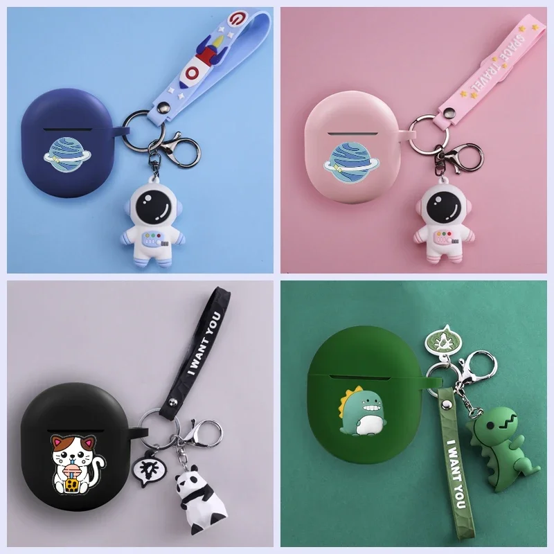 For Redmi buds 4 / 3pro Case Cartoon Astronaut / Cute luck Cat / dog / Panda Silicone Earphones Cover with Keychain Redmi buds3