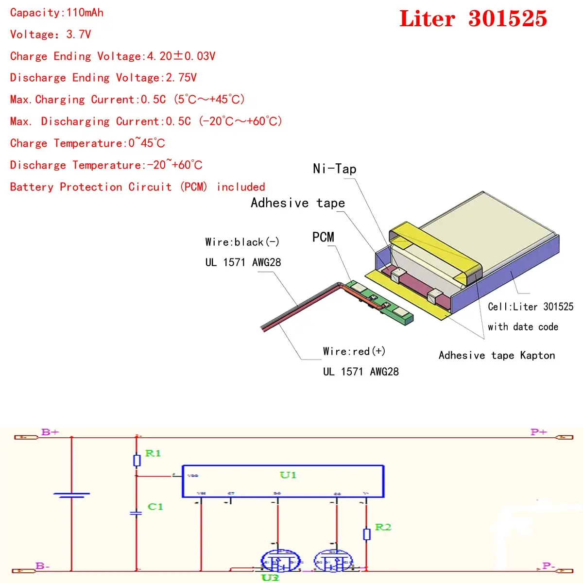 Liter 3.7V 110mAh 301525 Lipo Battery Rechargeable Lithium Polymer ion Battery for walkman Bluetooth speaker