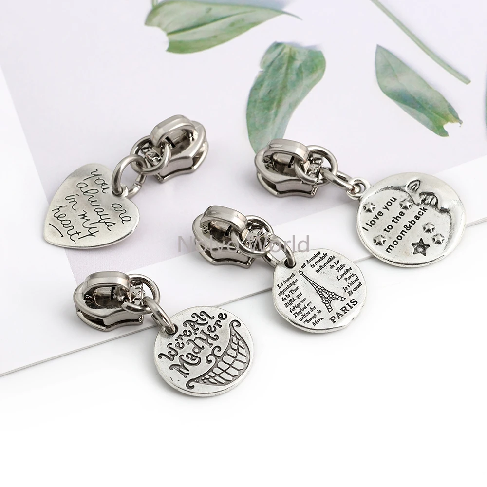 10/30/100PCS Silver 5# Nylon Zipper Slider For Garment Handbag Bags Shoes Pendants Christmas Gift Creative Key Chain Accessories