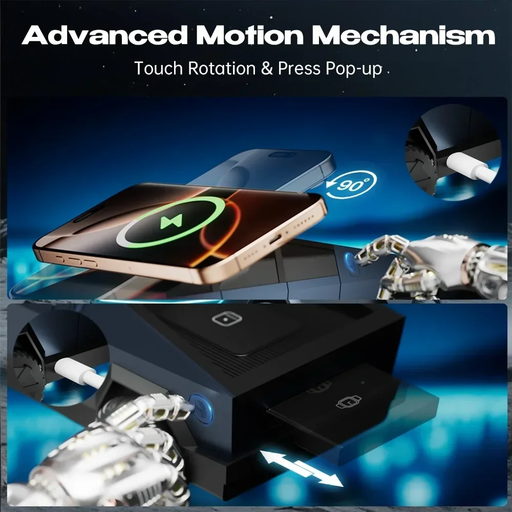 3-in-1 Desktop Magnetisches Kabelloses Ladegerät für iPhone 17~12, Samsung S26, iWatch, Galaxy Watch, Buds, Airpods Pro Schnellladestation – Detail 5