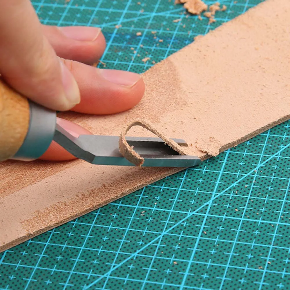 Scraper, Slant Wide Trimmer, DIY Handmade Leather Carving Tool, Wide Mouth Thinning Knife