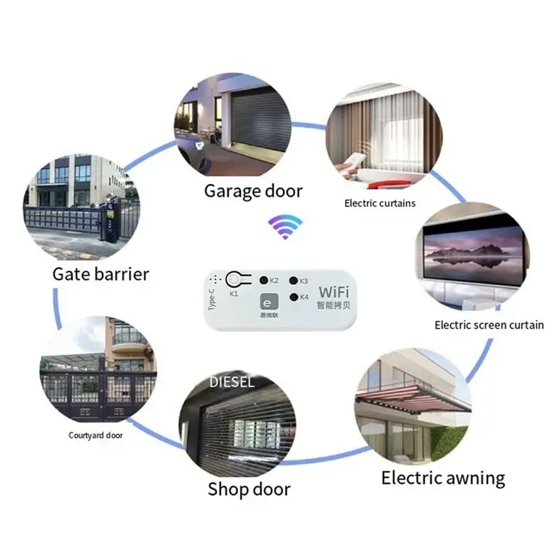 A31T eWelink 433MHz Garage Door Remote Control Duplicator, WiFi Smart Controller for Electric Rolling Curtain Door Awning,