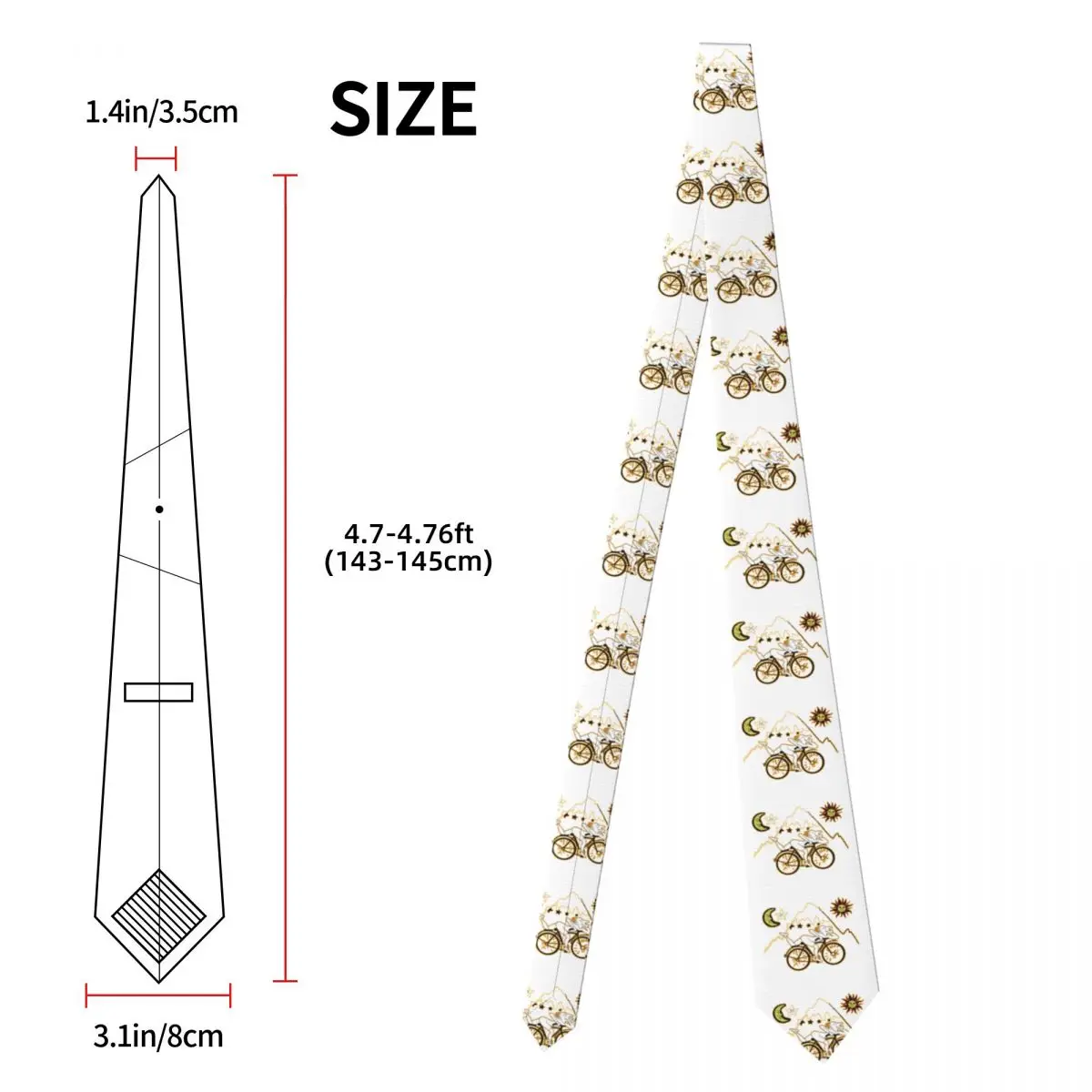 Bicycle Day Classic Necktie for Men Silk Polyester Slim Neck Ties Party Accessories Tie Casual Gravatas