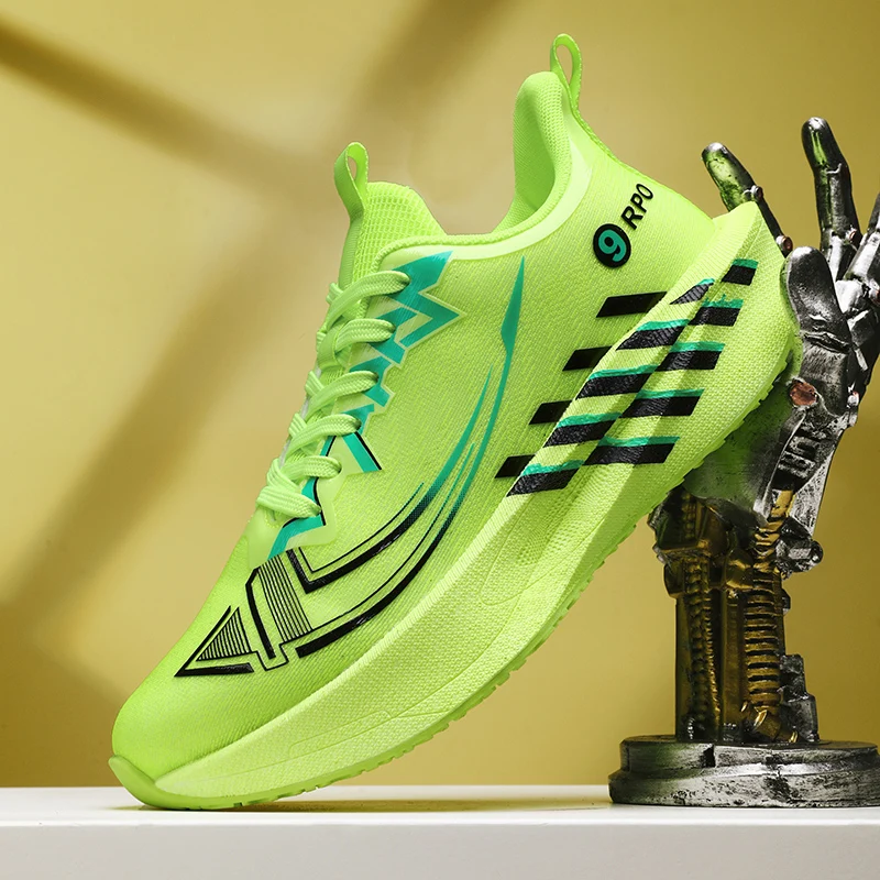 

Sports and leisure shoes, men's shoes, marathon oversized air cushioned shoes, fly woven all season rubber, wear-resistant, anti