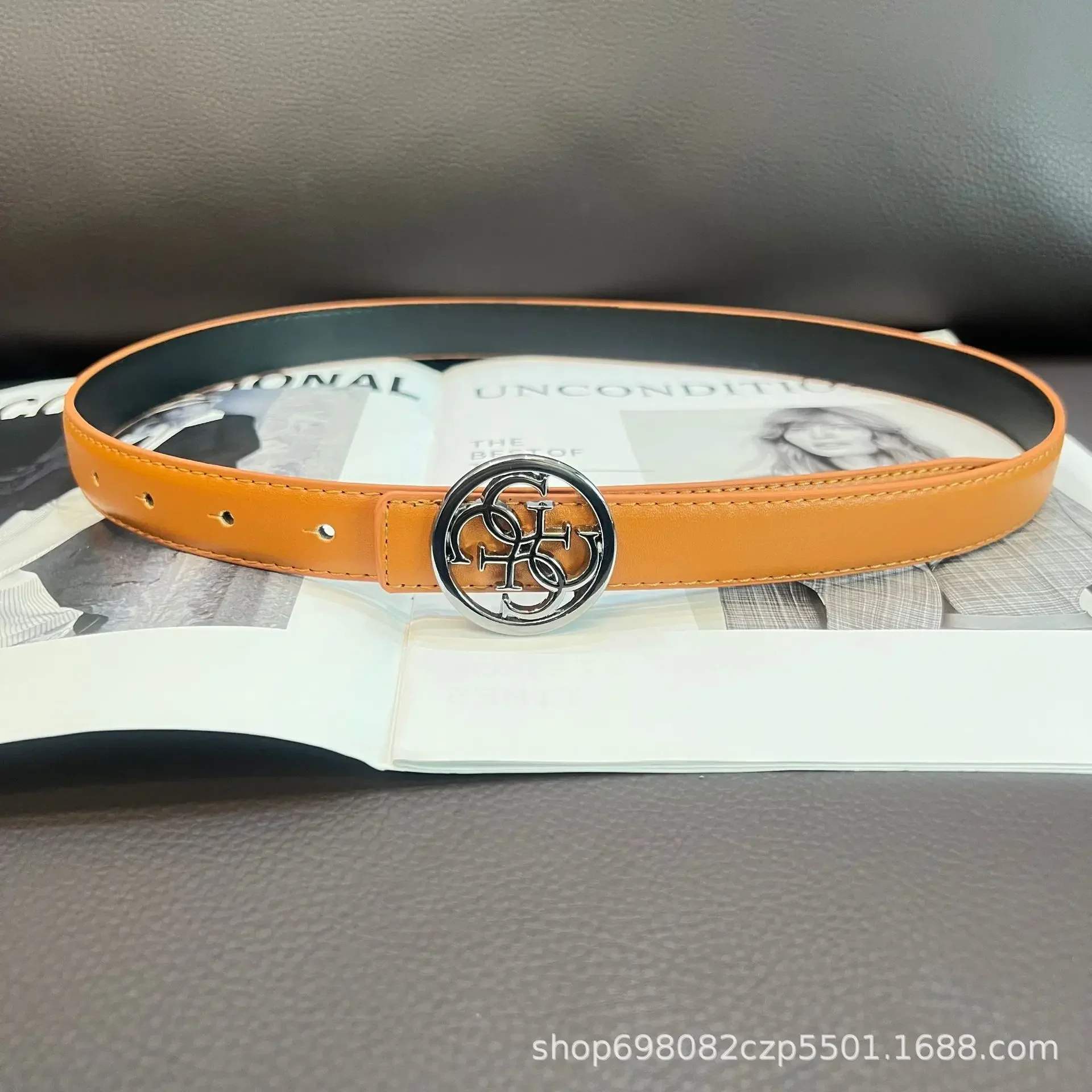 Ceinture à boucle avec حروف بسيطة صب نساء، jupe et pantalon، ceinture ديكور، وضع à la، polyvalente