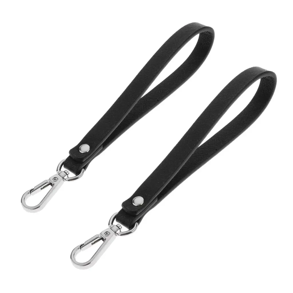 Purse Wristlet Strap Black PU Leather Detachable Design Handle for Handbag Clutch Camera Keychain Badge Holder Multipurpose